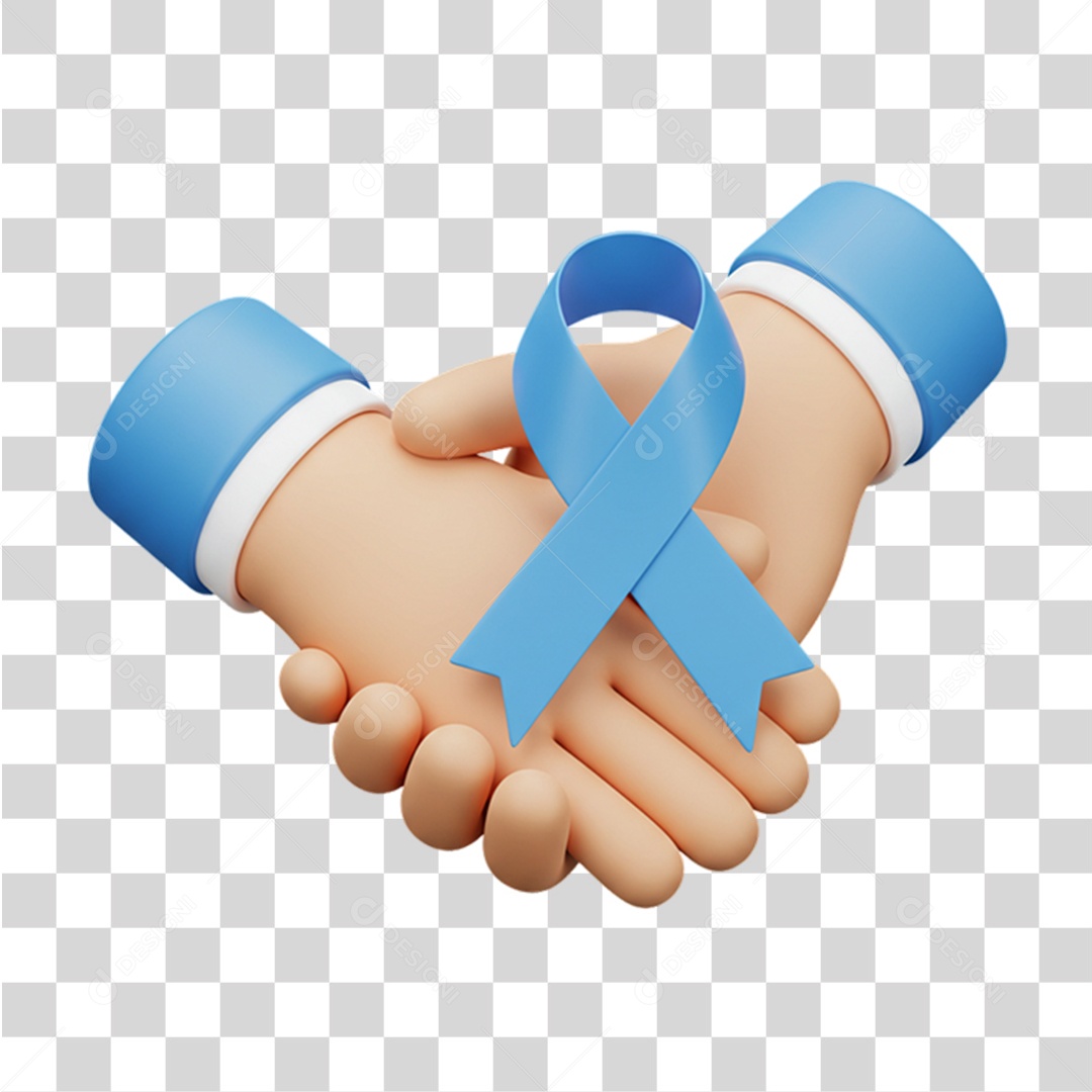 Ícone Mãos com Laço Azul Conscientização Novembro Azul PNG Transparente