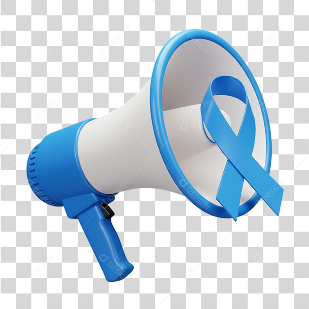 Megafone com Laço Azul Conscientização Novembro Azul PNG Transparente