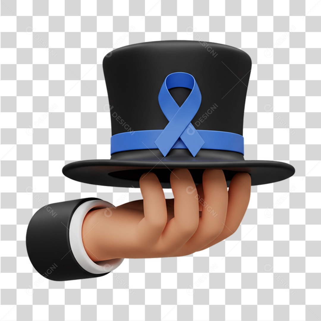 Chapéu com Laço Azul Conscientização Novembro Azul PNG Transparente