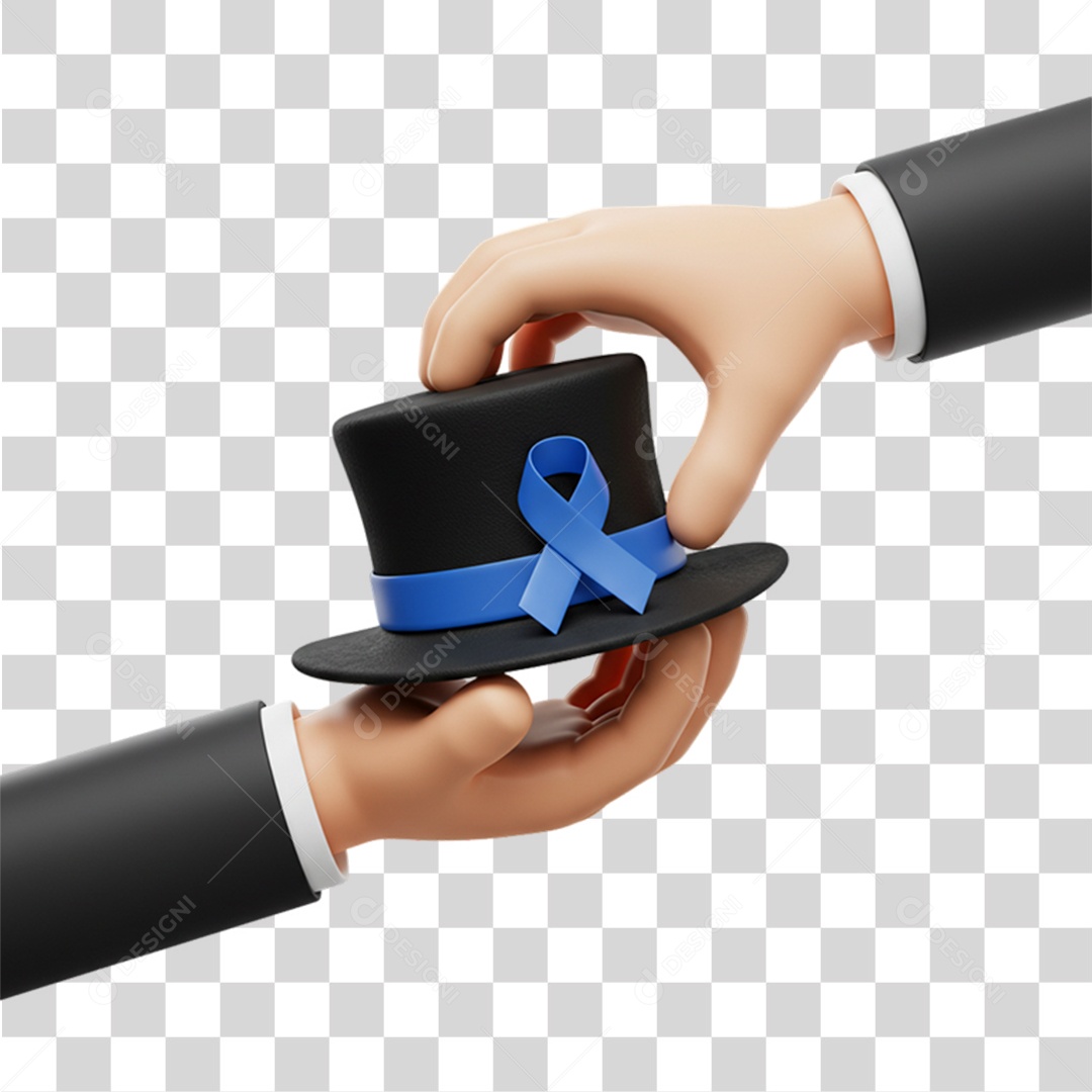 Chapéu com Laço Azul Conscientização Novembro Azul PNG Transparente