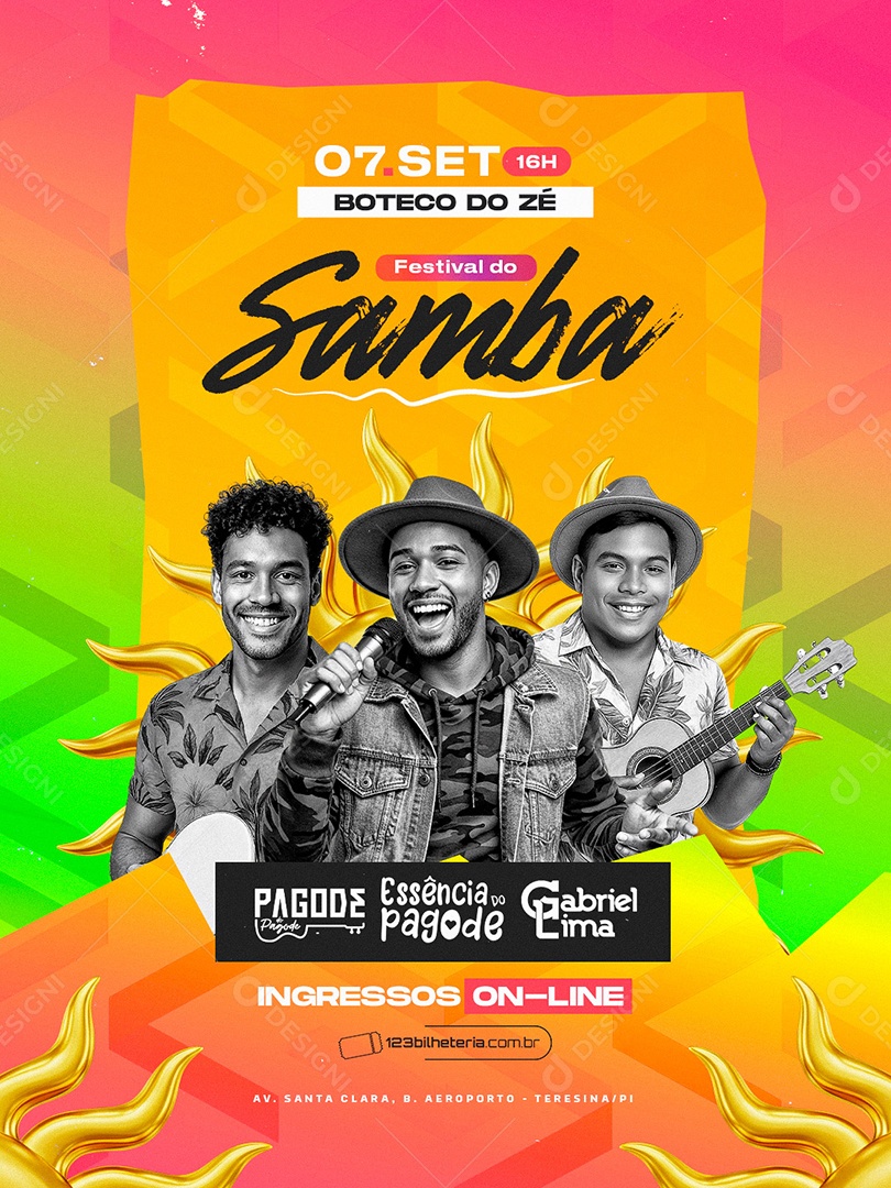 Flyer Festival do Samba 07 de Setembro Social Media PSD Editável