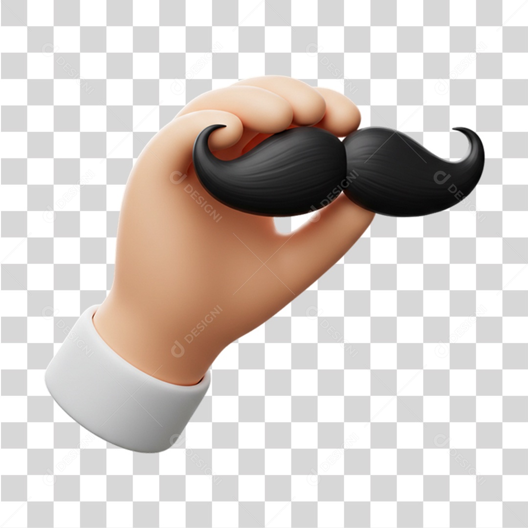 Ícone Mão com Bigode em Conscientização a Novembro Azul PNG Transparente