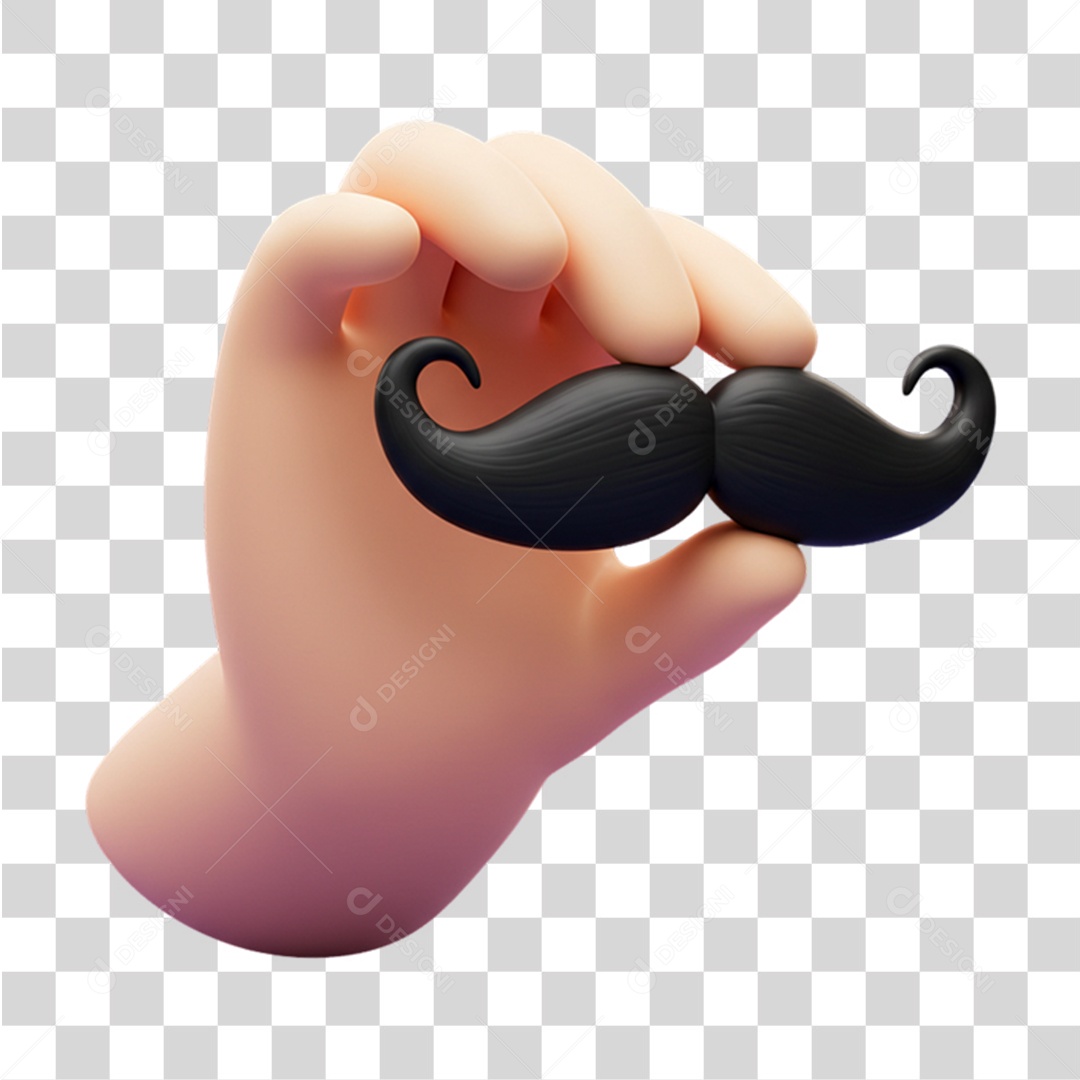 Ícone Mão com Bigode em Conscientização a Novembro Azul PNG Transparente