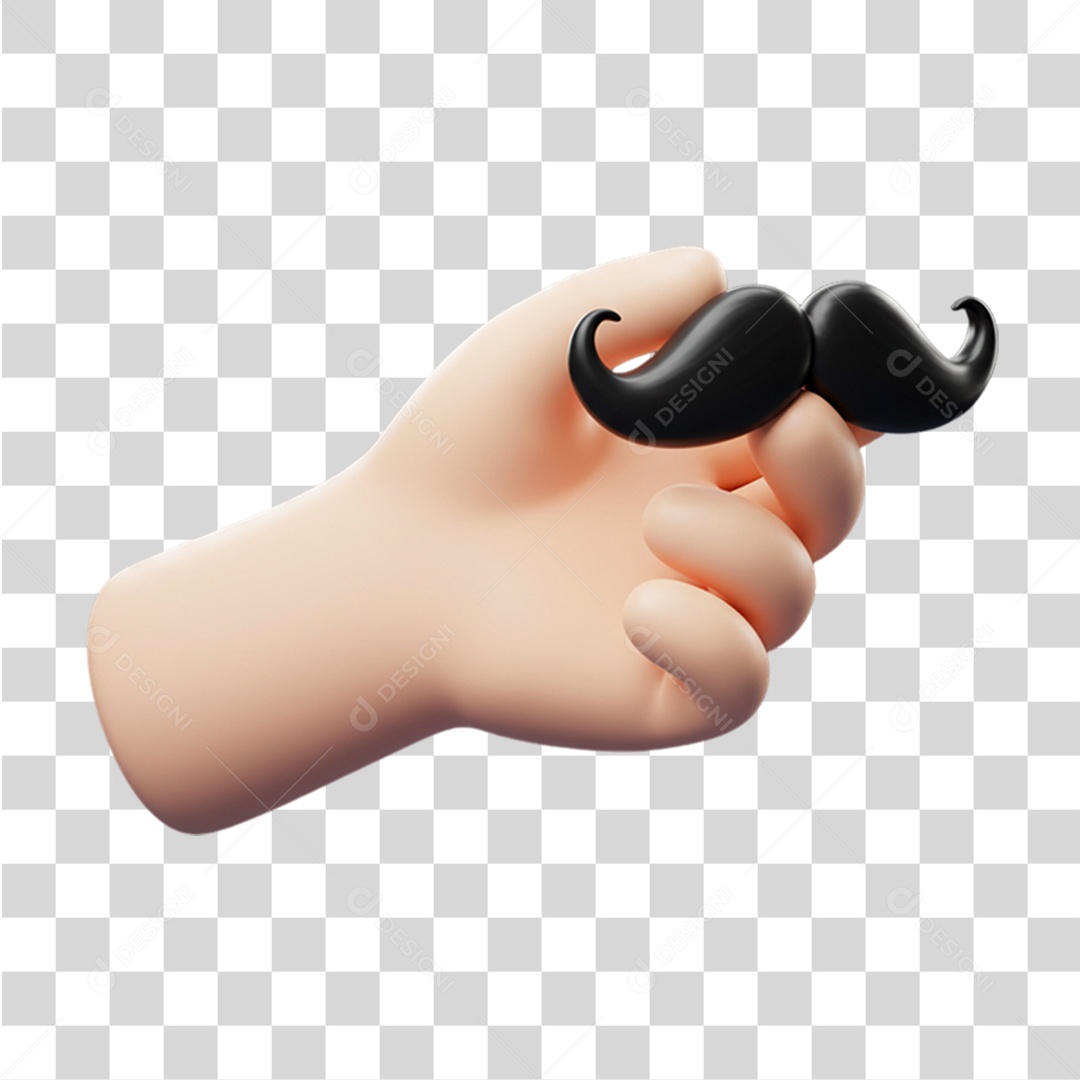 Ícone Mão com Bigode em Conscientização a Novembro Azul PNG Transparente