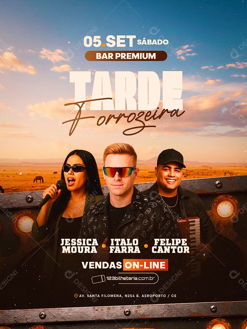 Flyer Bar Premium Tarde Forrozeira Social Media PSD Editável