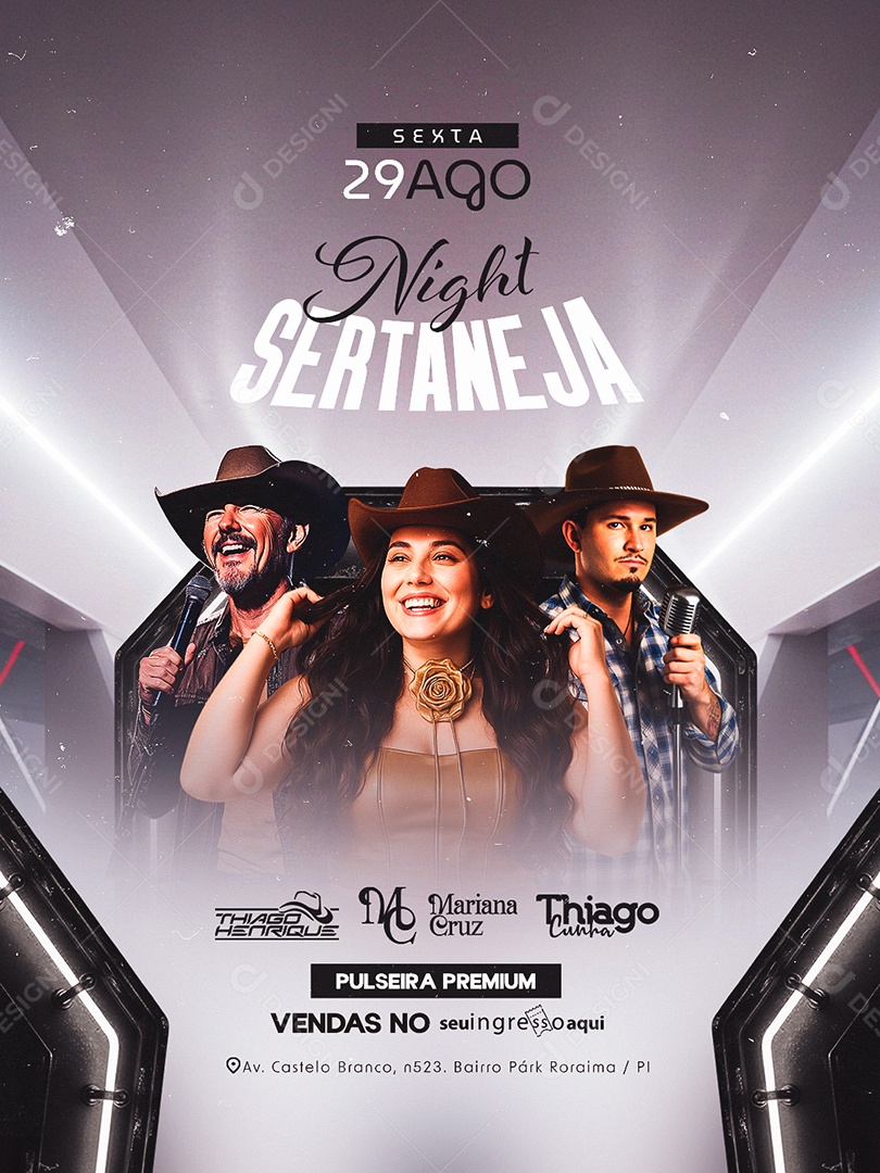 Flyer Night Sertaneja Social Media PSD Editável