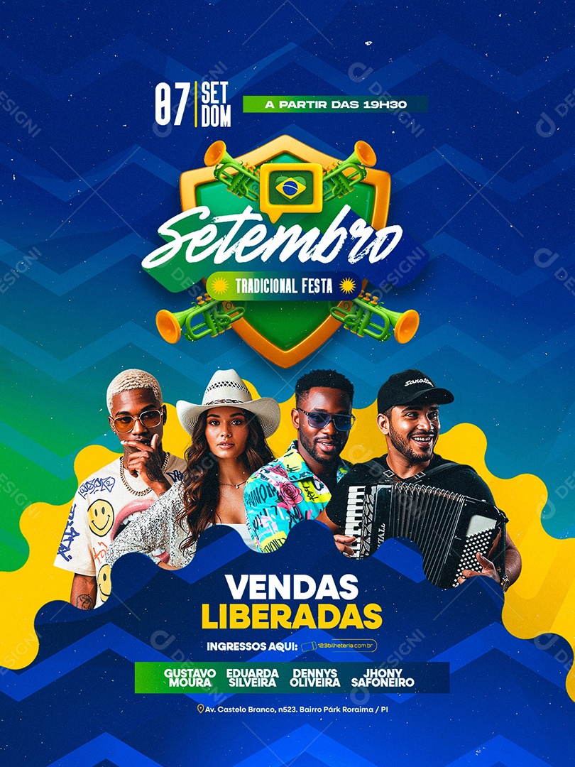 Flyer Setembro Tradicional Festa 07 de Setembro Social Media PSD Editável