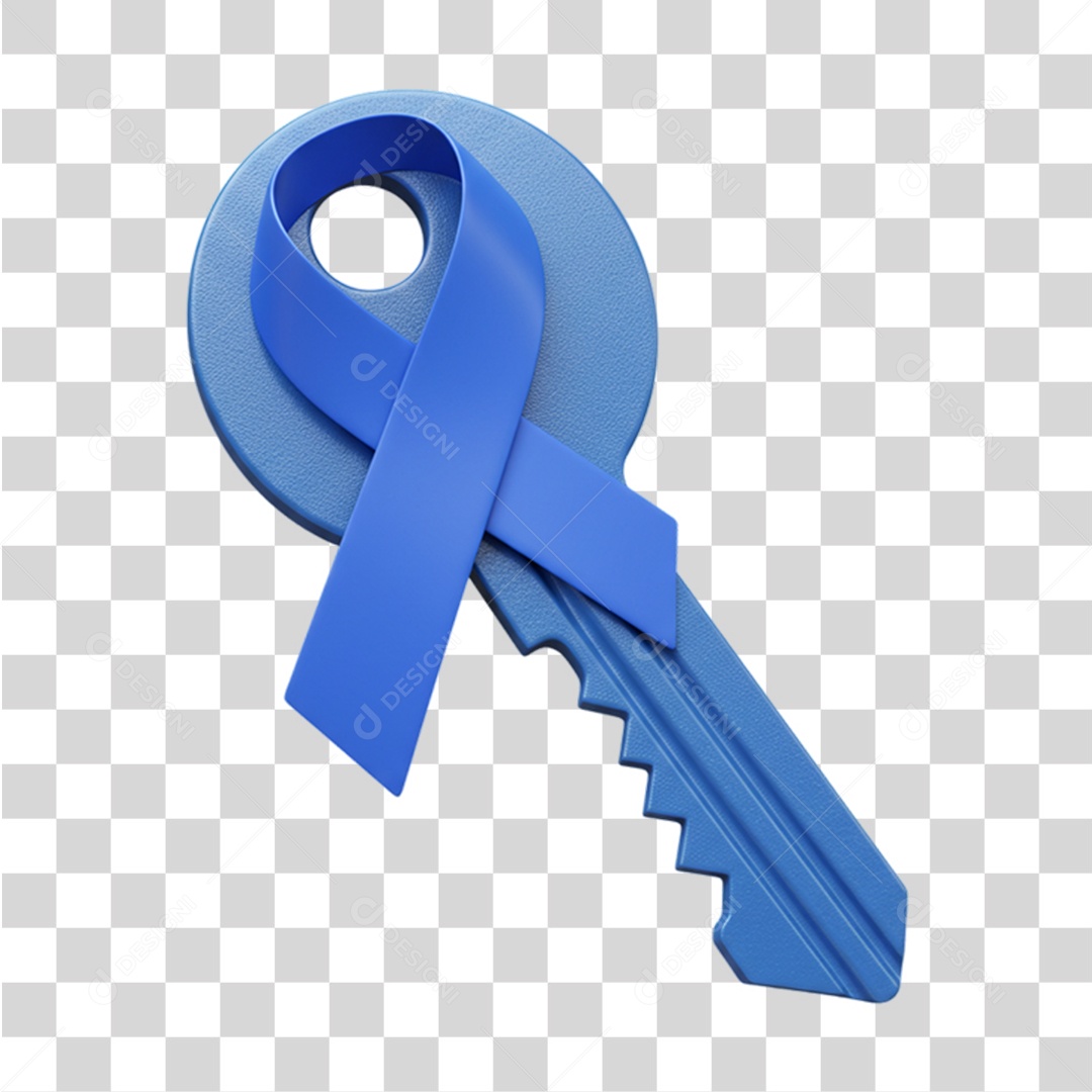 Chave com Laço Azul Conscientização Novembro Azul PNG Transparente