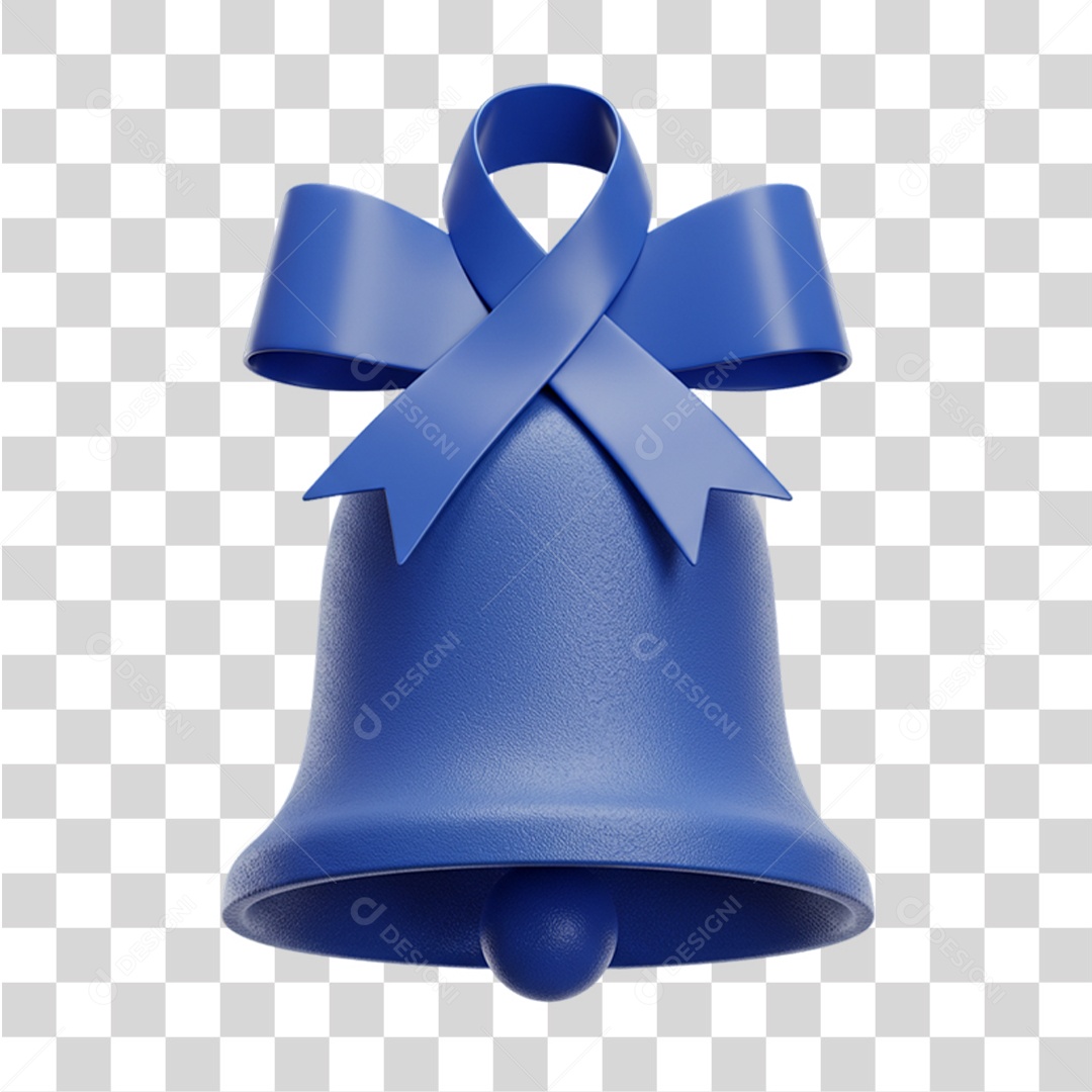Sino com Laço Azul Conscientização Novembro Azul PNG Transparente