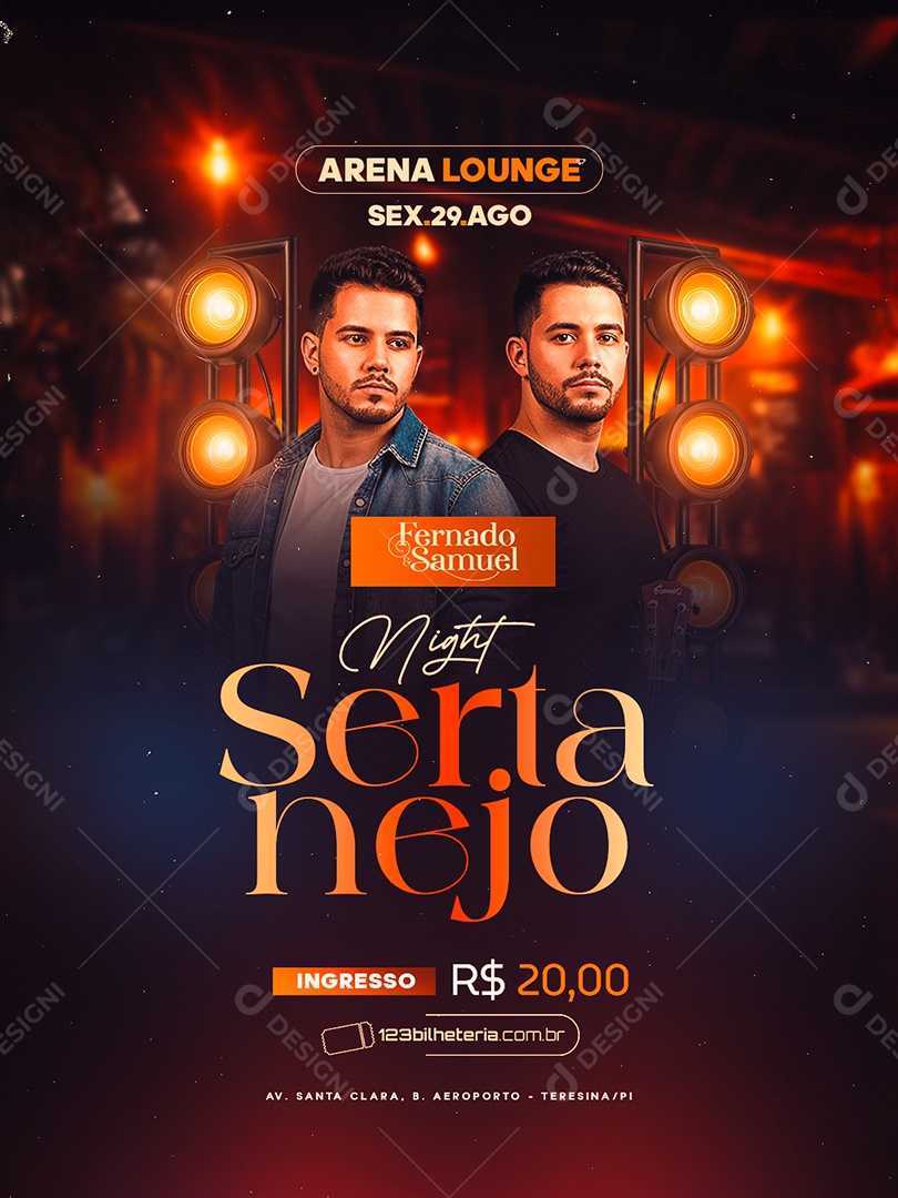 Flyer Night Sertanejo Social Media PSD Editável