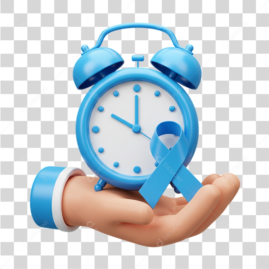 Relógio com Laço Azul Conscientização Novembro Azul PNG Transparente