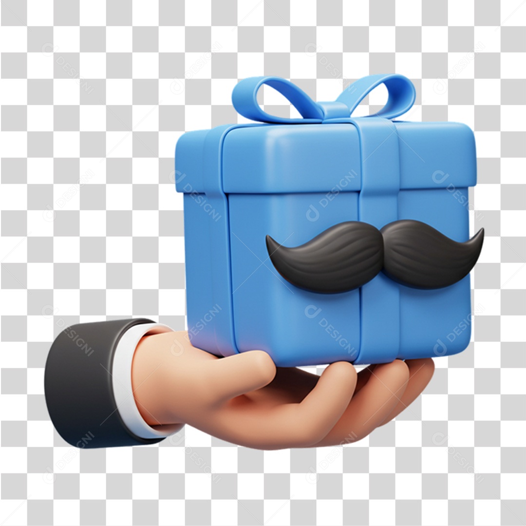 Caixa de Presente com Laço Azul Conscientização Novembro Azul PNG Transparente