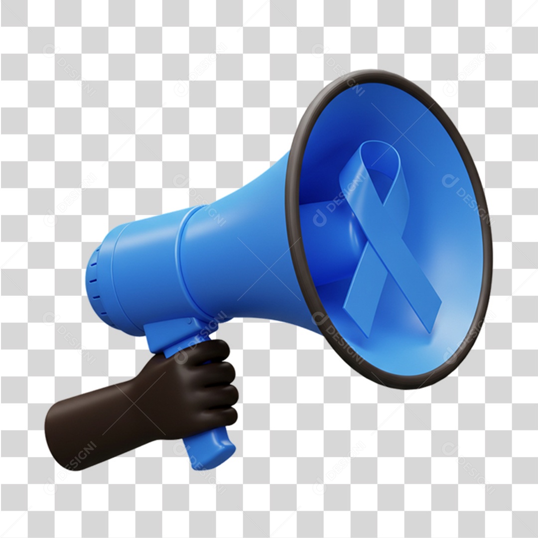 Megafone com Laço Azul Conscientização Novembro Azul PNG Transparente