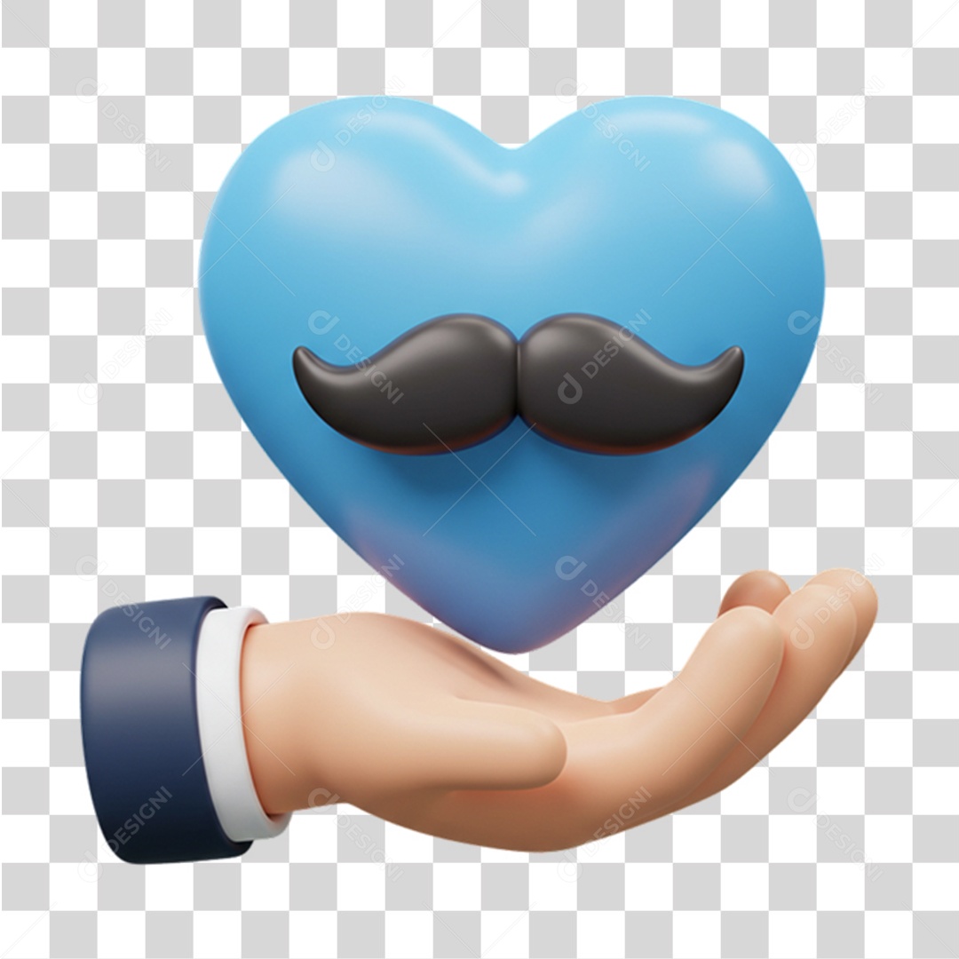 Coração Azul Campanha de Conscientização Novembro Azul PNG Transparente