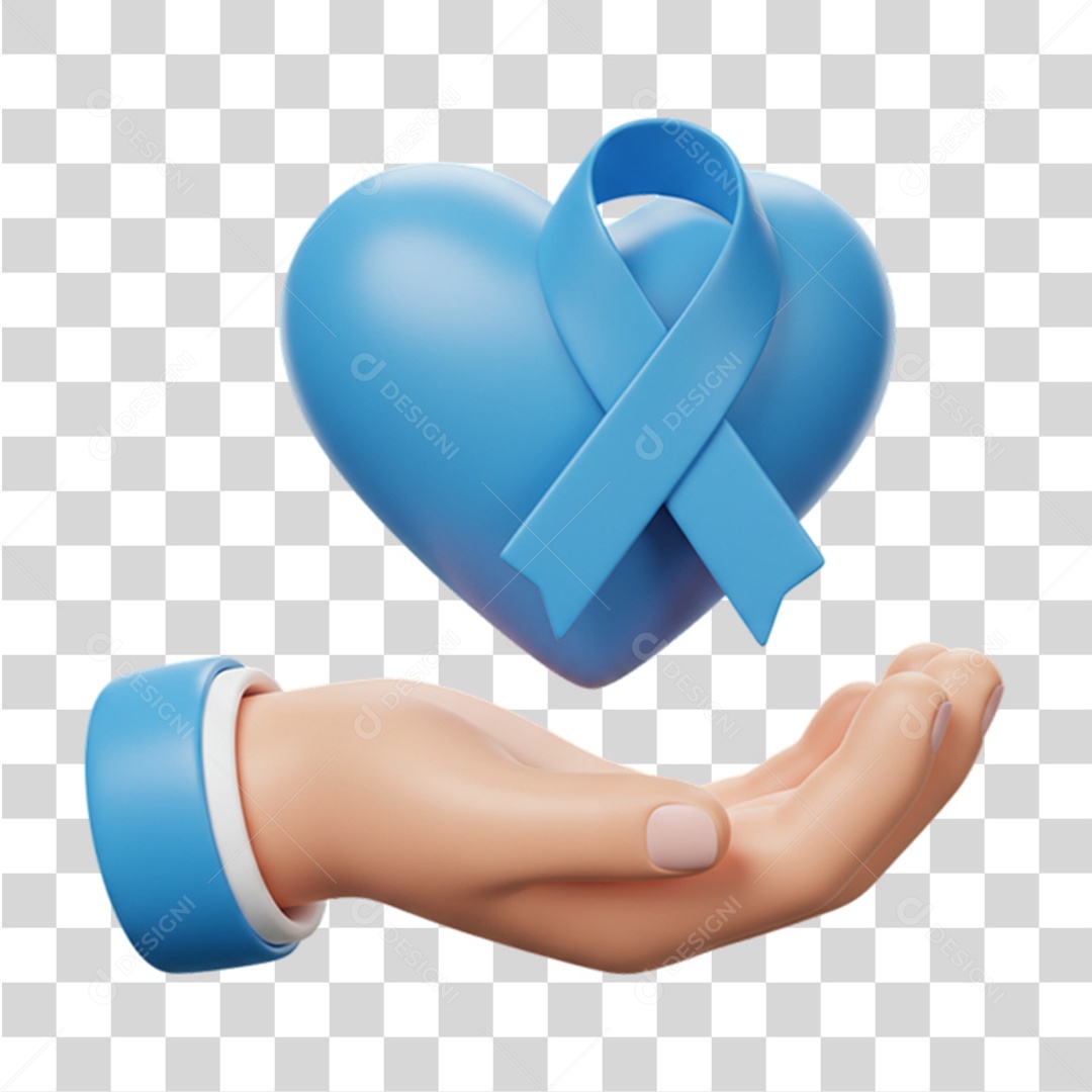 Coração Azul Campanha de Conscientização Novembro Azul PNG Transparente