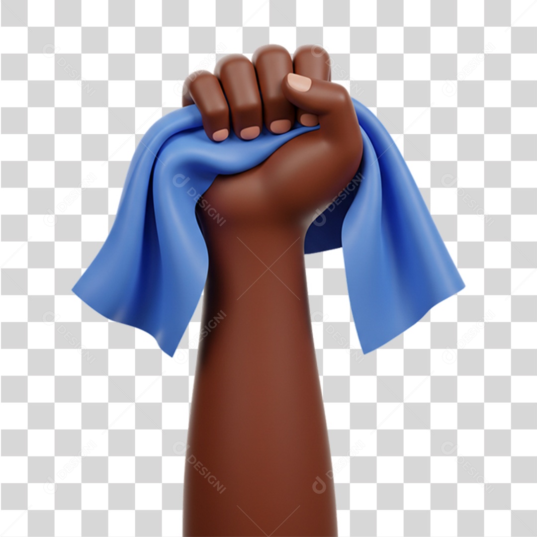 Ícone Mão com Pano Azul em Conscientização a Novembro Azul PNG Transparente