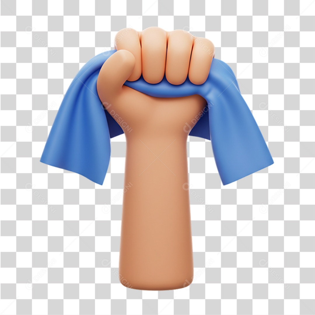 Ícone Mão com Pano Azul em Conscientização a Novembro Azul PNG Transparente