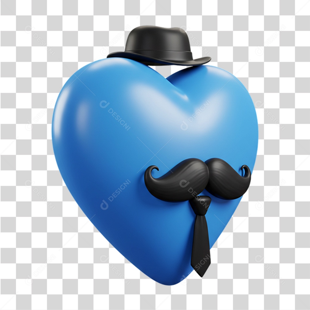 Coração Azul Campanha de Conscientização Novembro Azul PNG Transparente