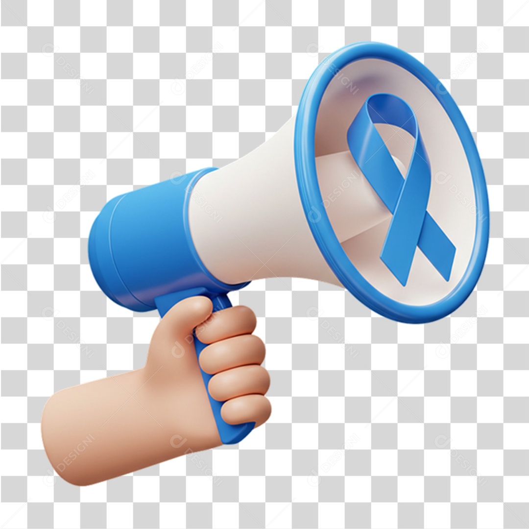 Megafone com Laço Azul Conscientização Novembro Azul PNG Transparente