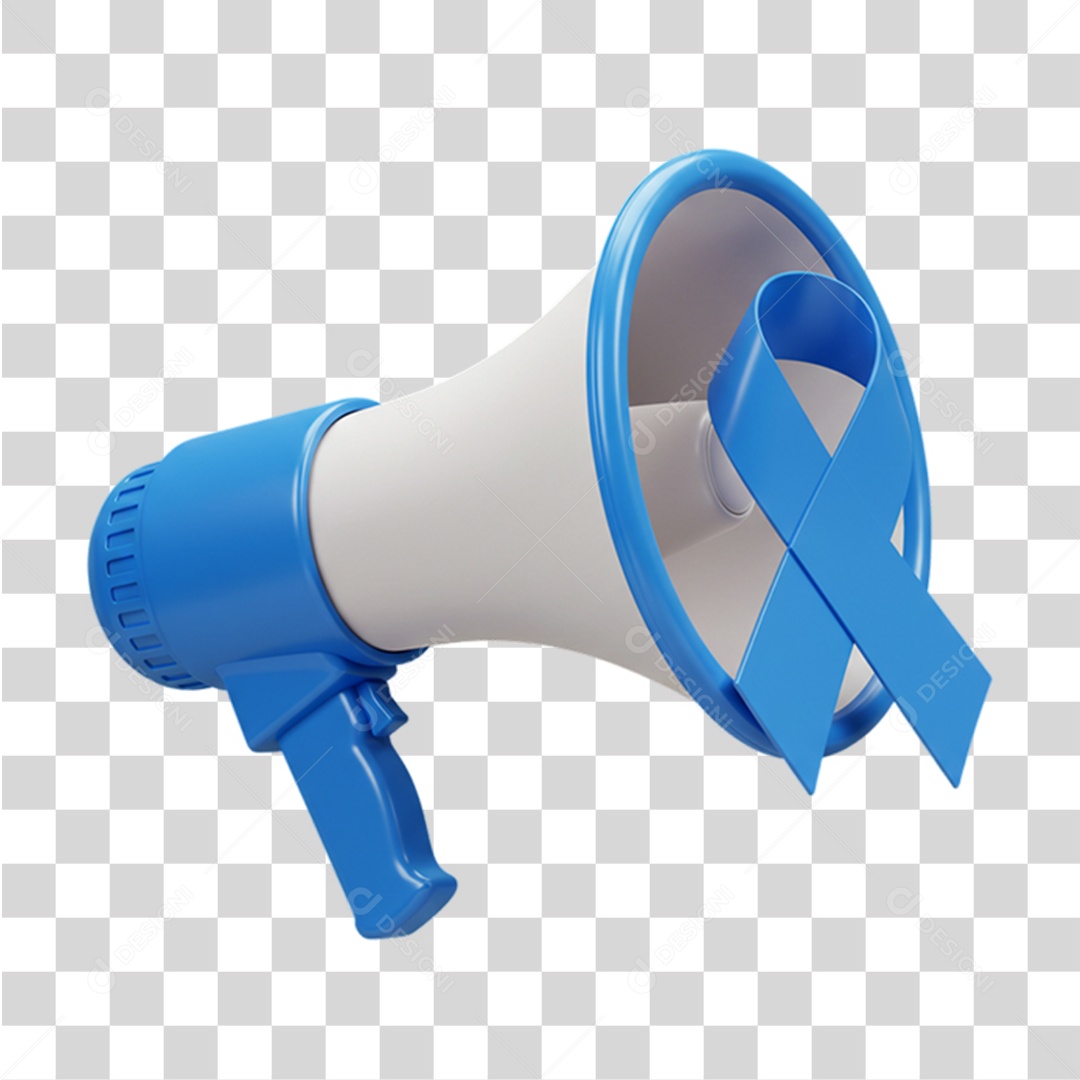 Megafone com Laço Azul Conscientização Novembro Azul PNG Transparente