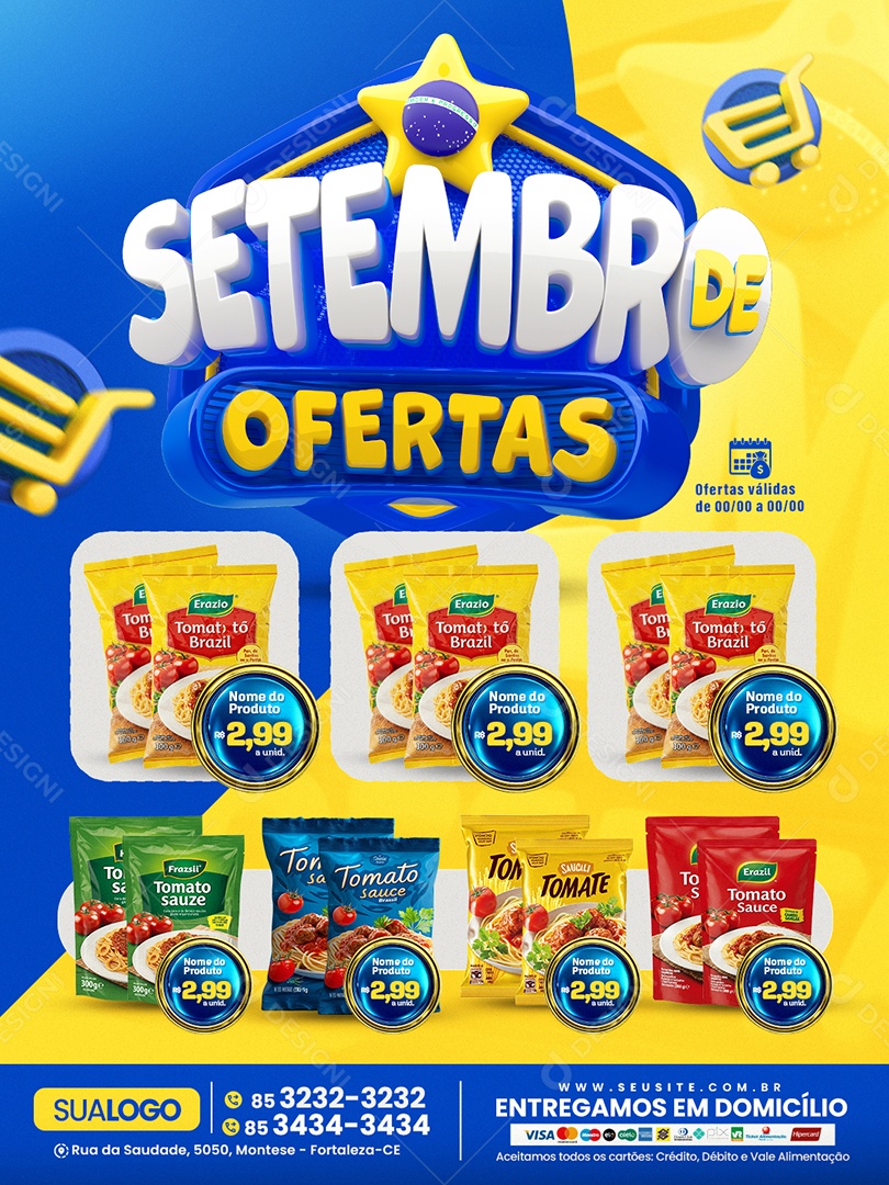 Tabloide de Supermercado Setembro de Ofertas Produtos Social Media PSD Editável
