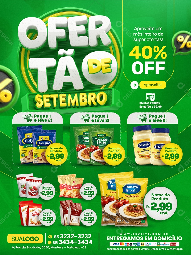 Tabloide de Supermercado Ofertão de Setembro Aproveite Super Ofertas Social Media PSD Editável