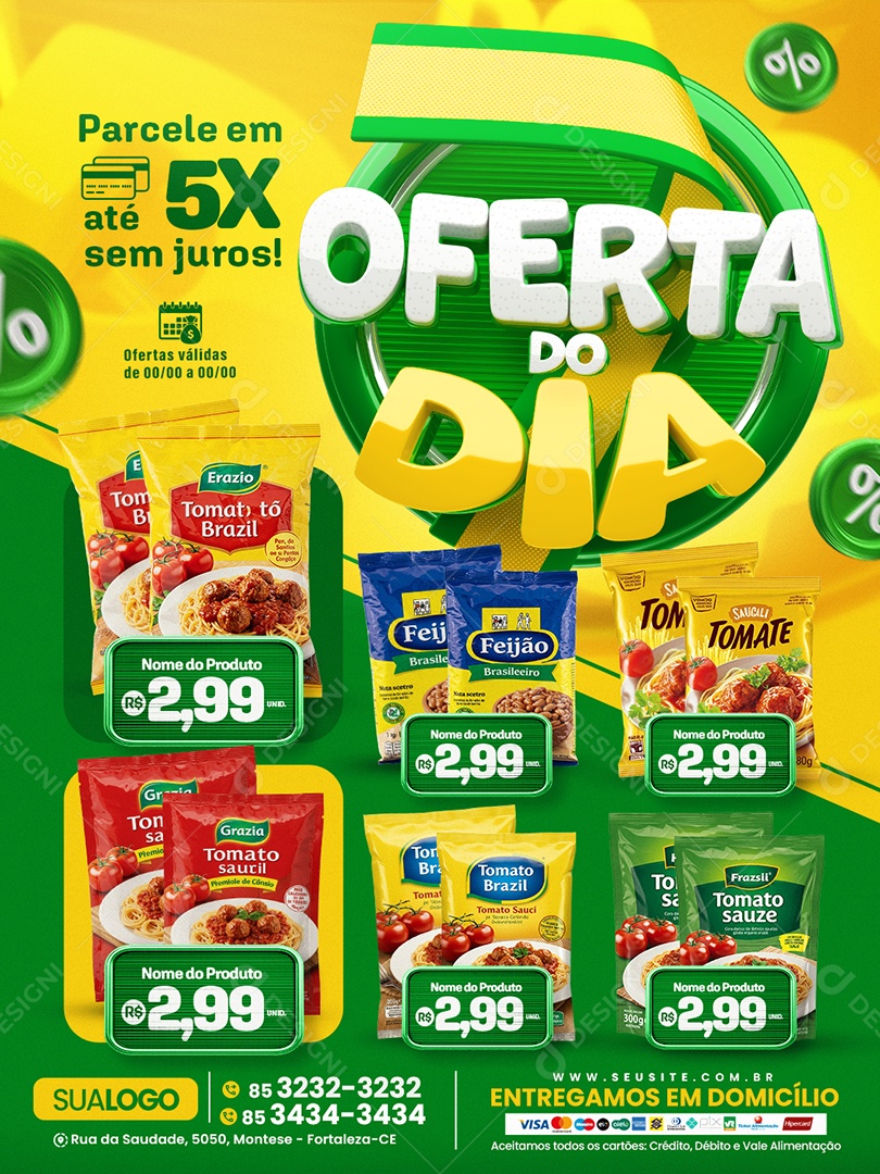 Tabloide de Supermercado Oferta do Dia Produtos Social Media PSD Editável