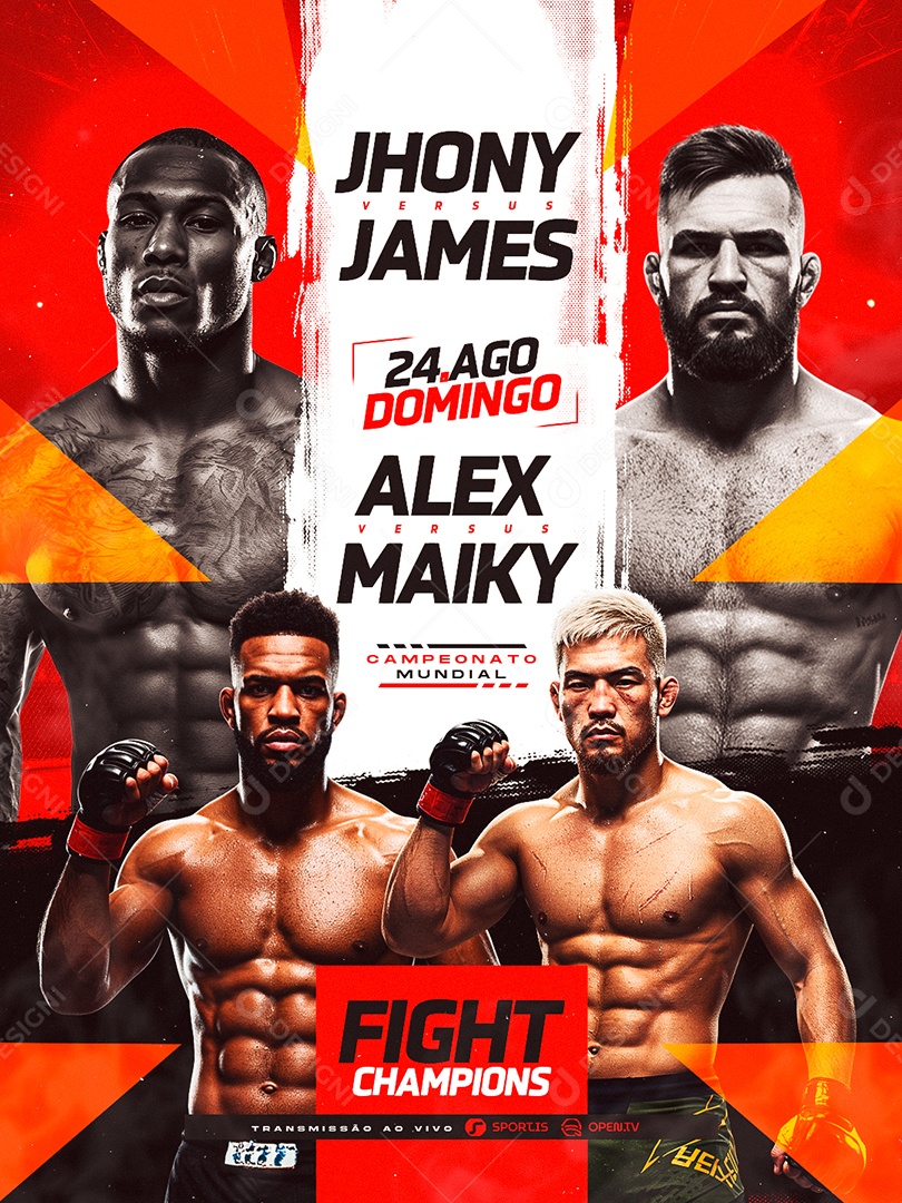 Campeonato Mundial de Luta Fight Champions Social Media PSD Editável