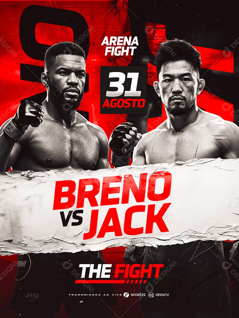 Campeonato Mundial de Luta Livre The Fight Social Media PSD Editável