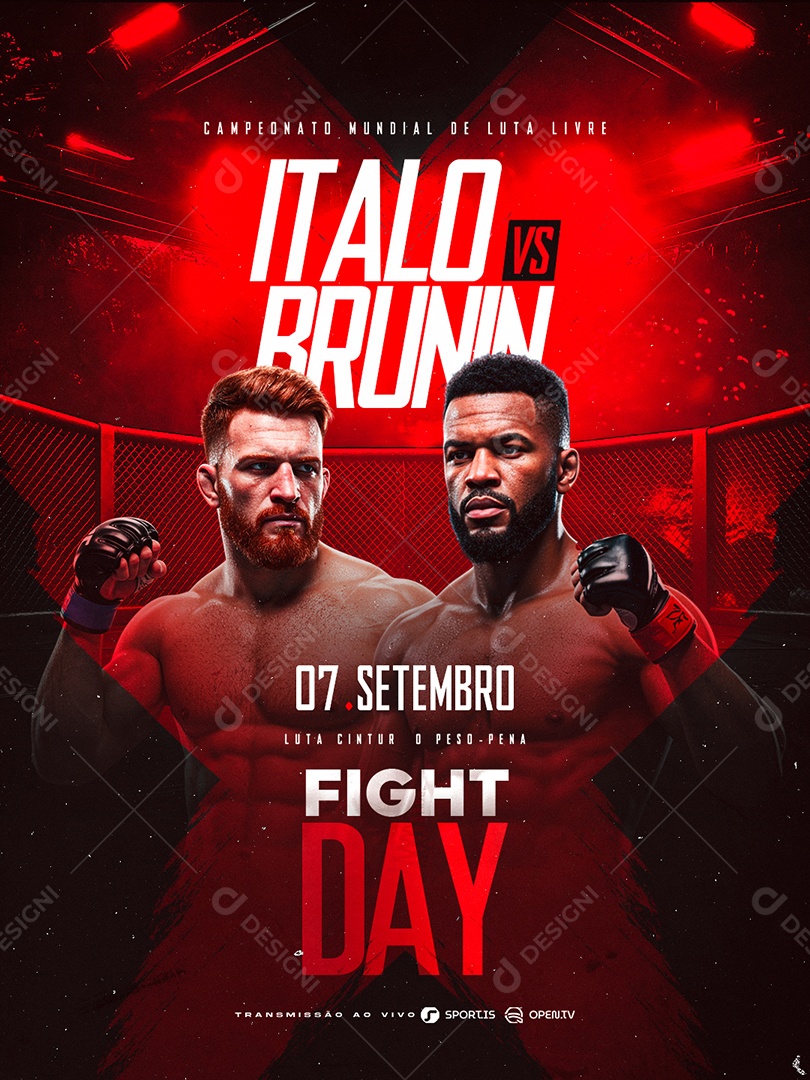 Campeonato Mundial de Luta Livre Fight Day Social Media PSD Editável