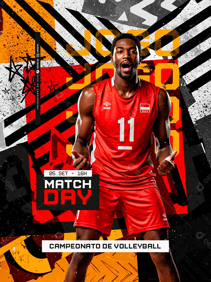 Campeonato De Volleyball Masculino Match Day Social Media PSD Editável