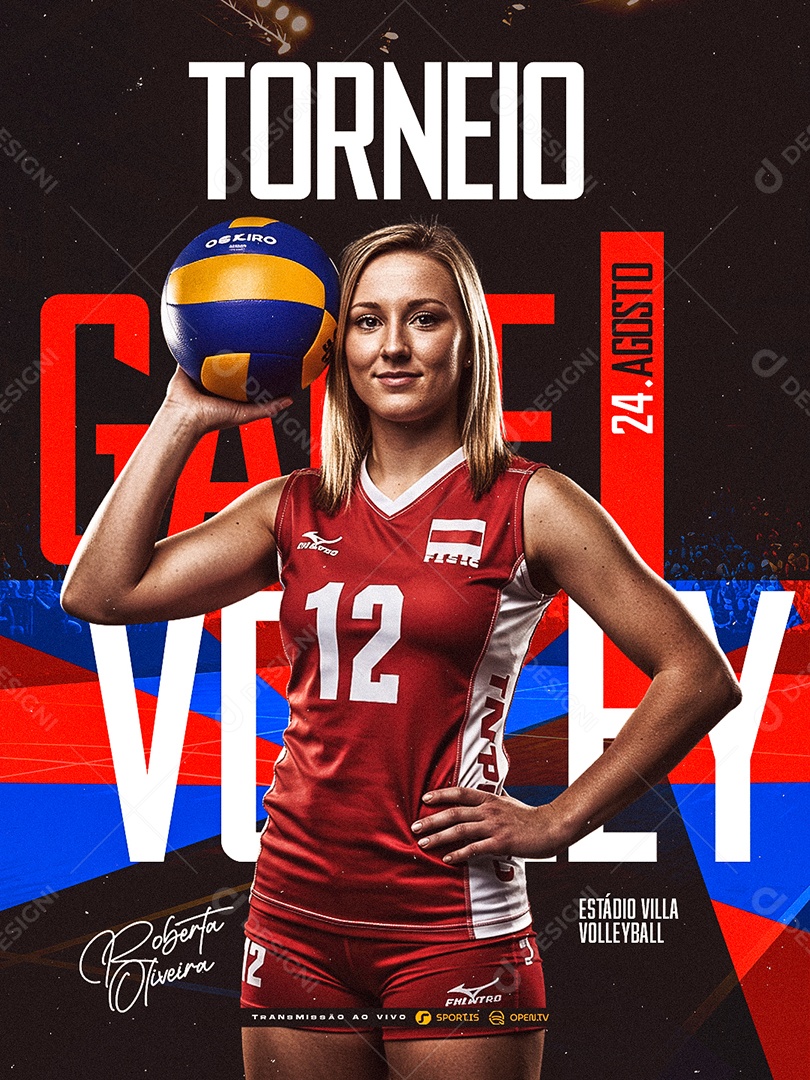 Campeonato de Volleyball Feminino Estádio Villa Social Media PSD Editável