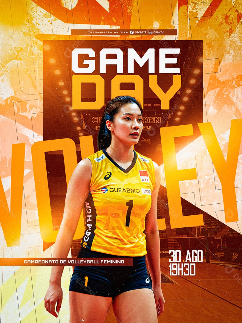 Campeonato De Volleyball Feminino Game Day Social Media PSD Editável