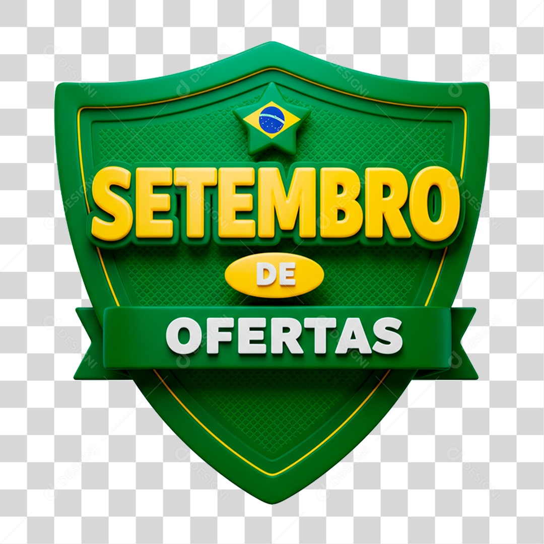 Selo 3D Setembro de Ofertas para Composição PNG Transparente