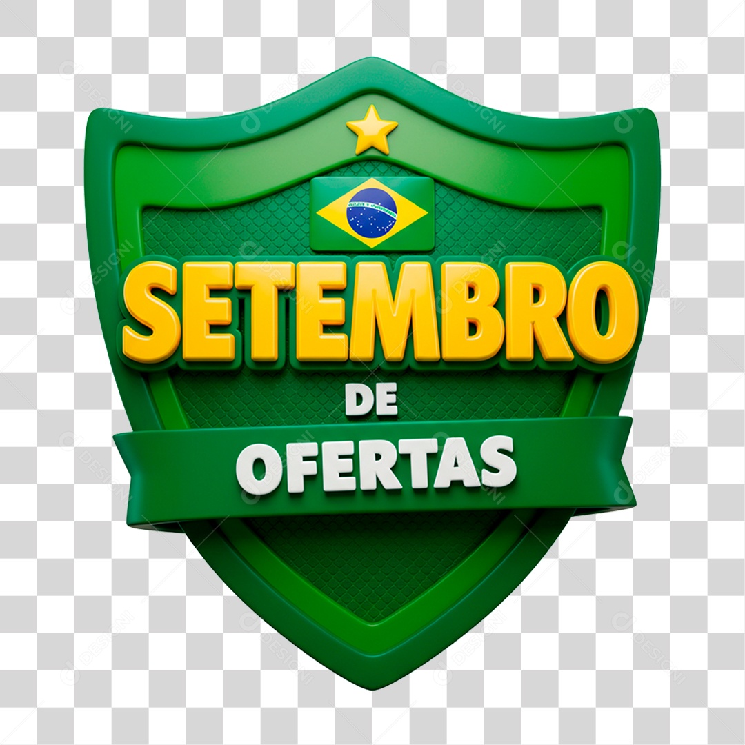 Selo 3D Setembro de Ofertas para Composição PNG Transparente