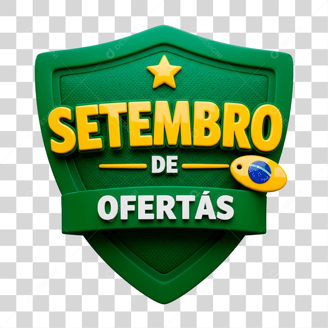 Selo 3D Setembro de Ofertas para Composição PNG Transparente