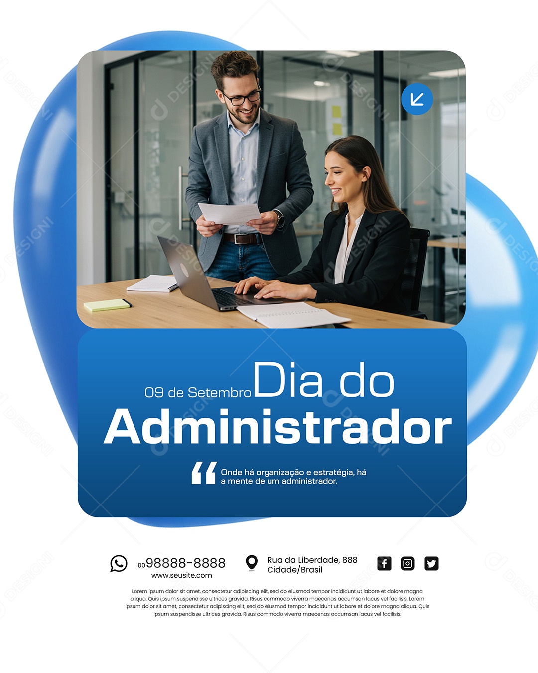 Dia Do Administrador 09 de Setembro Parabéns Social Media PSD Editável