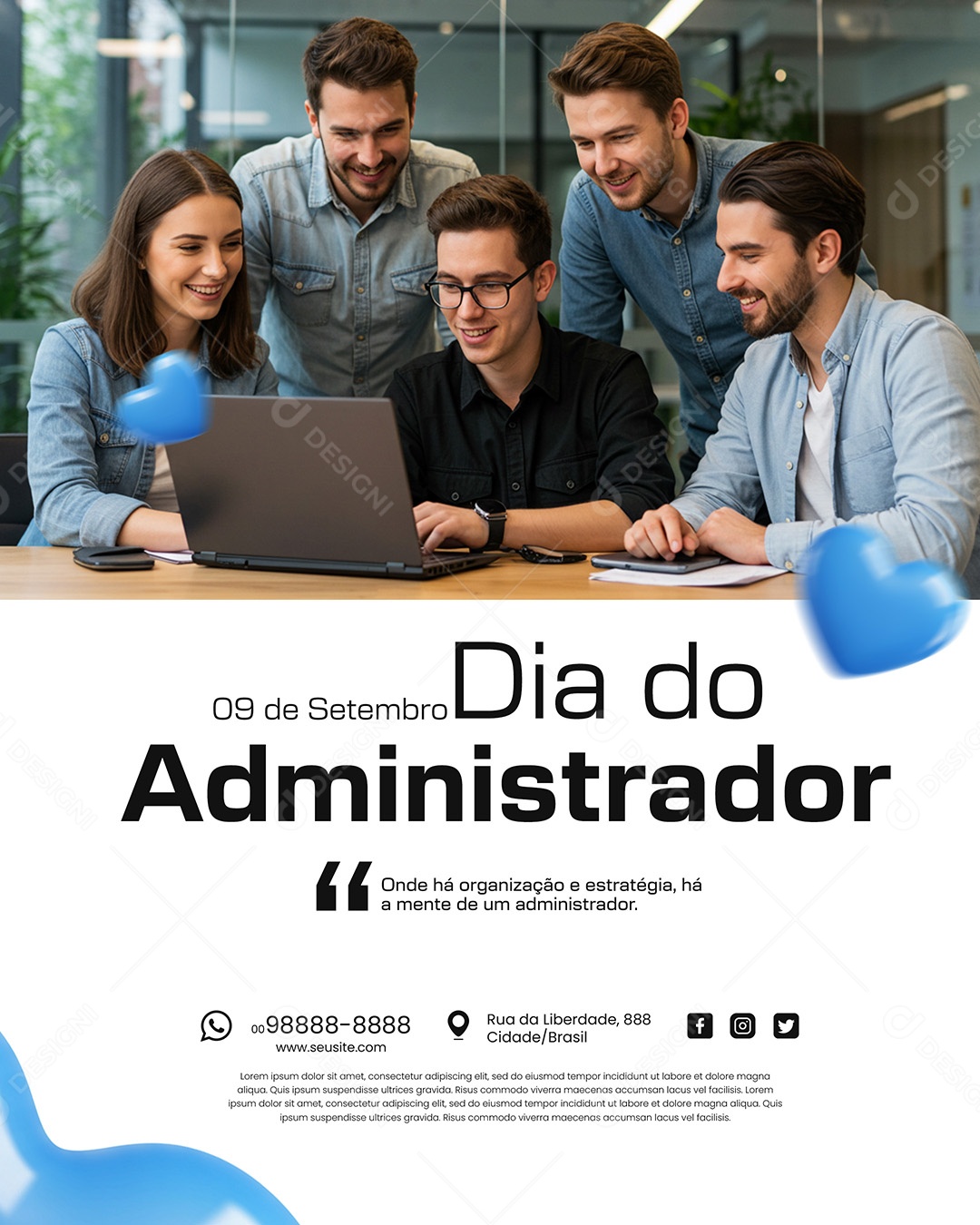 Dia Do Administrador 09 de Setembro Parabéns Social Media PSD Editável