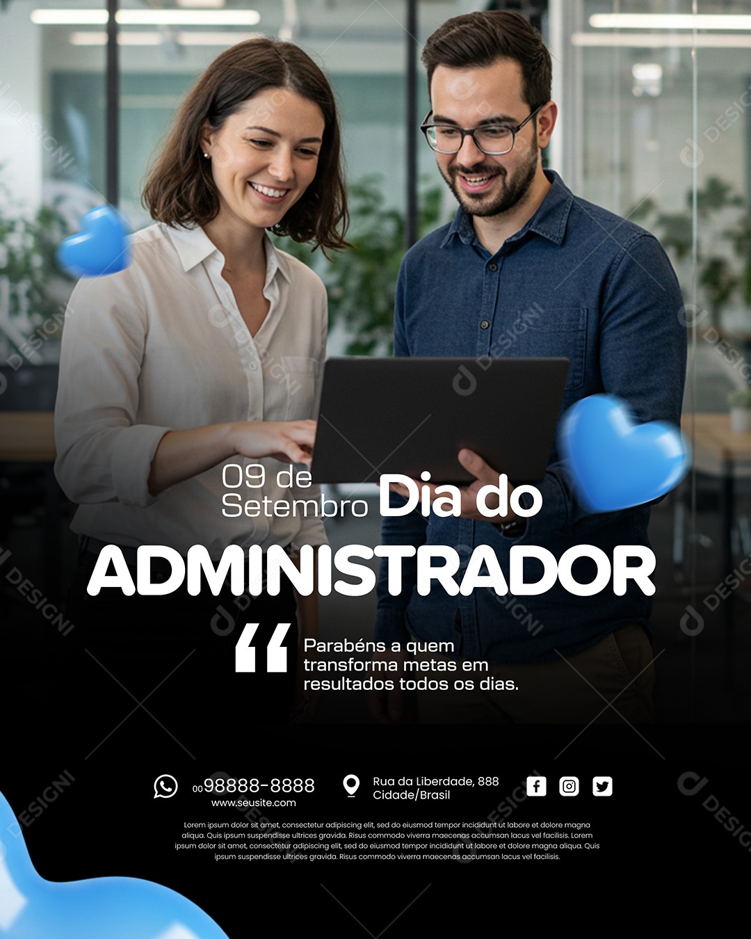 Dia Do Administrador 09 de Setembro Parabéns Social Media PSD Editável