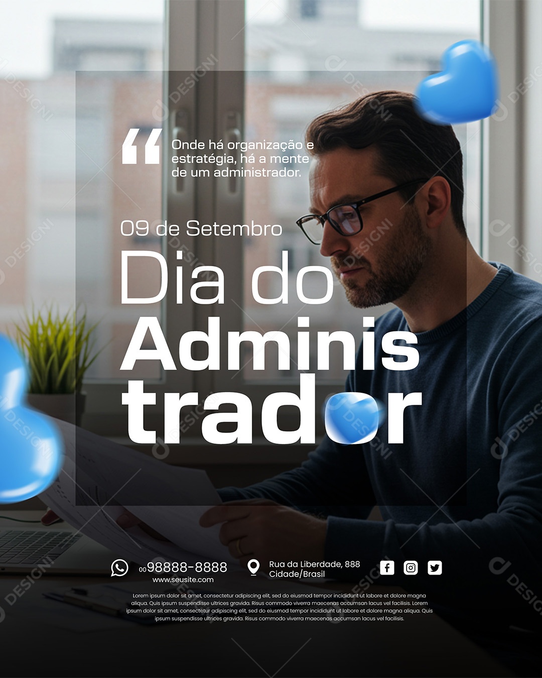 Dia Do Administrador 09 de Setembro Parabéns Social Media PSD Editável