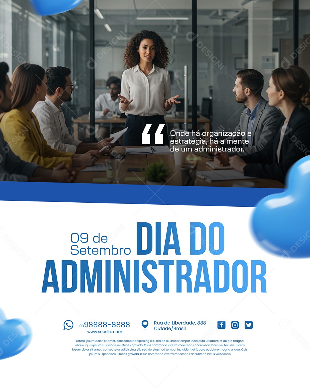 Dia Do Administrador 09 de Setembro Parabéns Social Media PSD Editável
