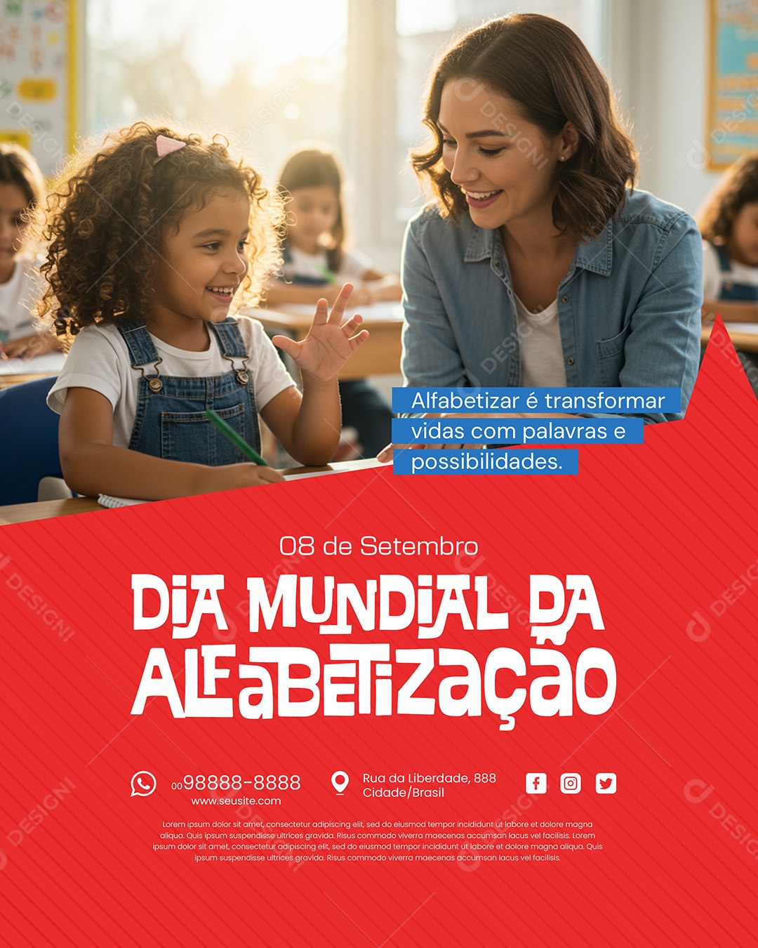 Dia Mundial da Alfabetização 8 de Setembro Social Media PSD Editável