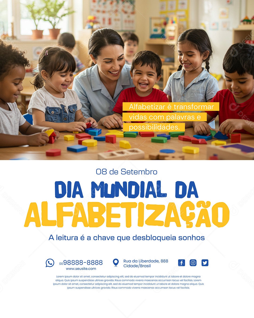 Dia Mundial da Alfabetização 8 de Setembro Social Media PSD Editável