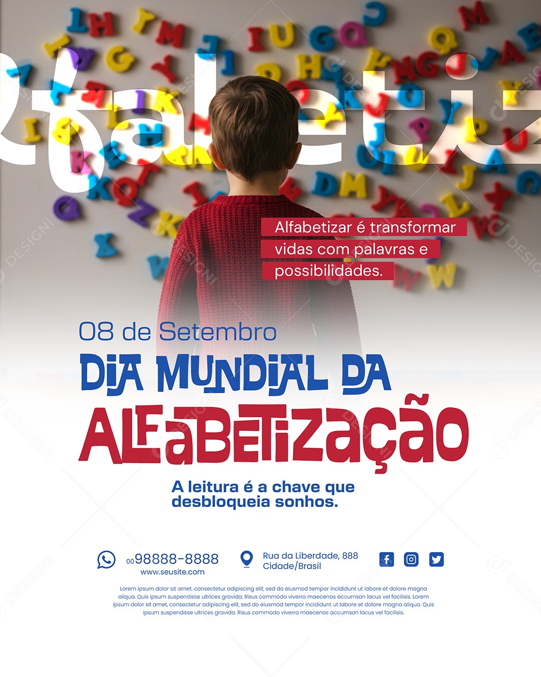Dia Mundial da Alfabetização 8 de Setembro Social Media PSD Editável