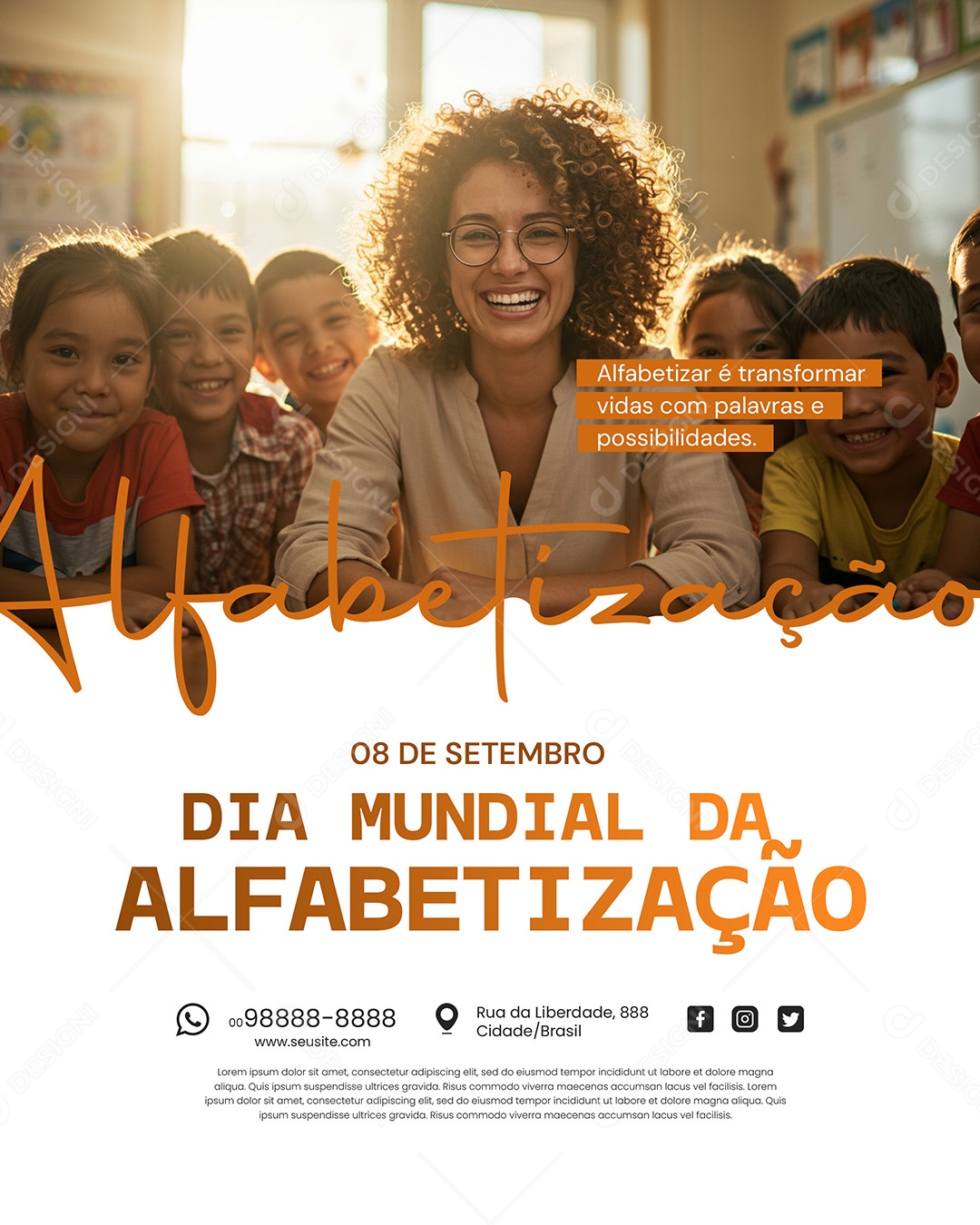 Dia Mundial da Alfabetização 8 de Setembro Social Media PSD Editável