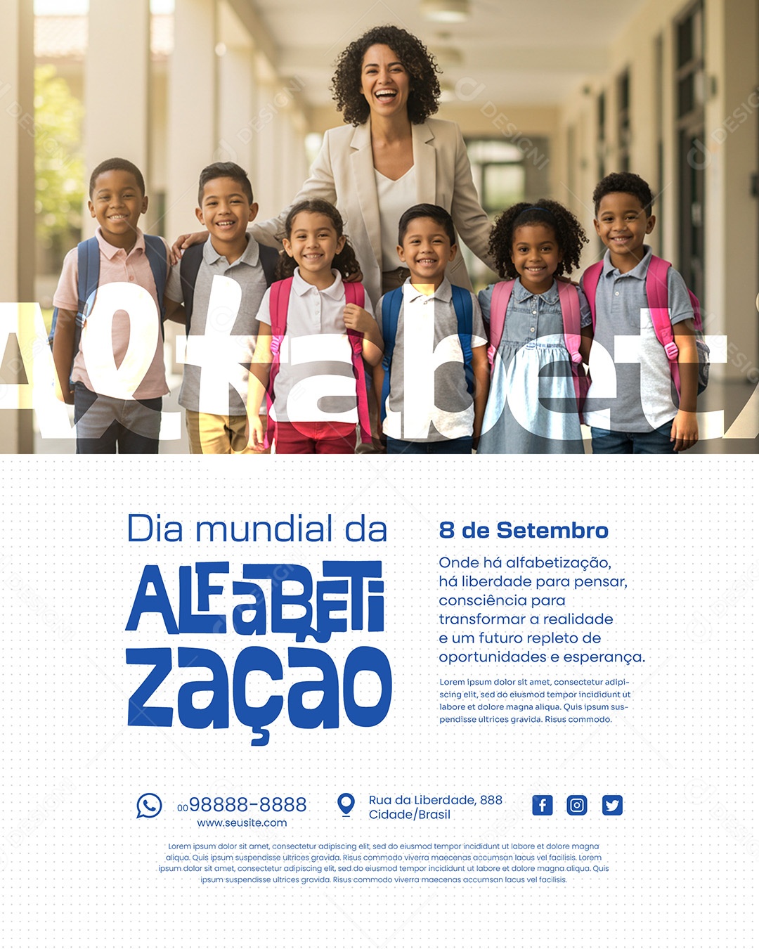 Dia Mundial da Alfabetização 8 de Setembro Social Media PSD Editável