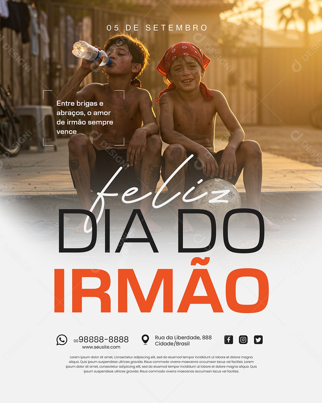 Dia do Irmão 05 de Setembro Te Amo Social Media PSD Editável