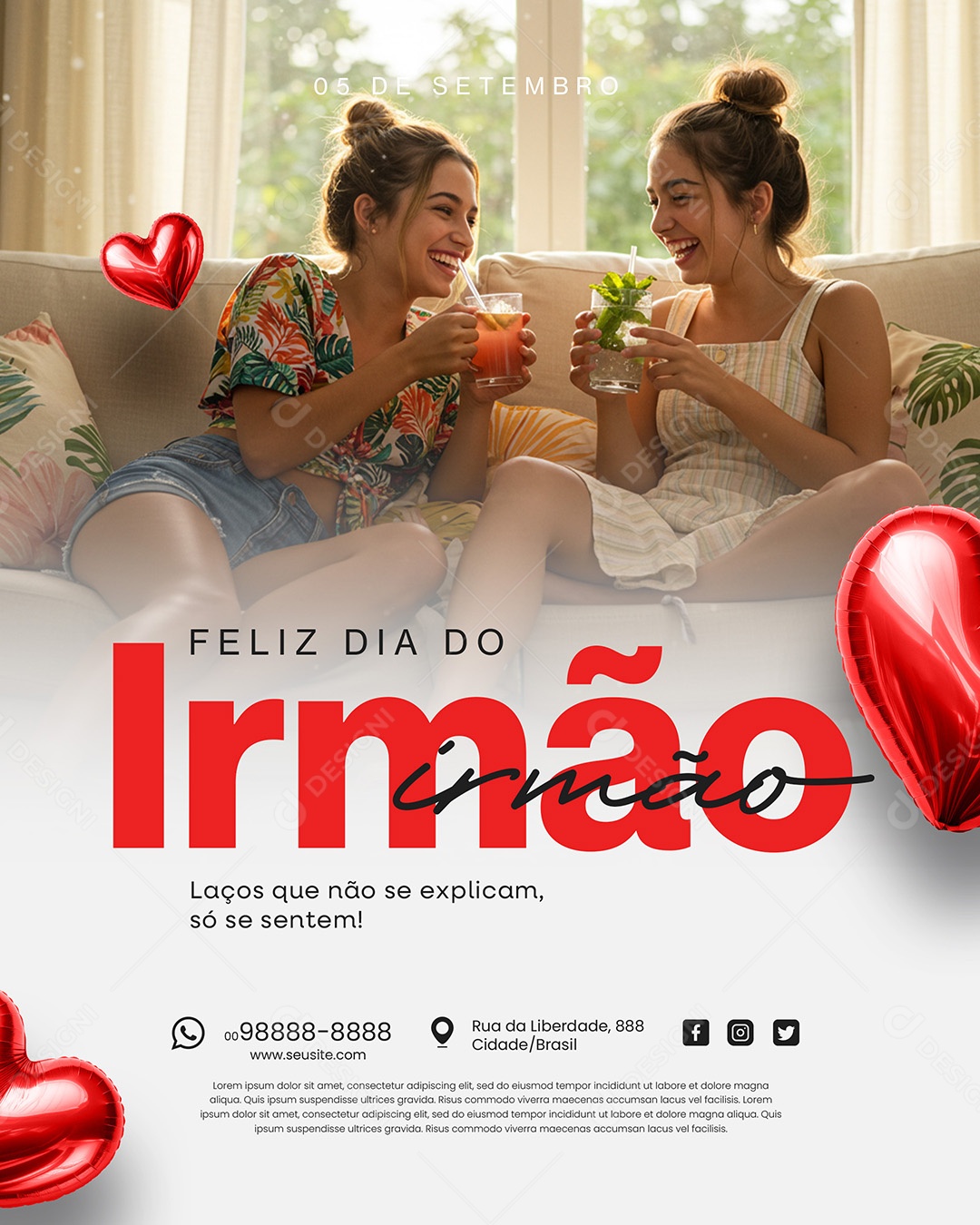 Dia do Irmão 05 de Setembro Te Amo Social Media PSD Editável
