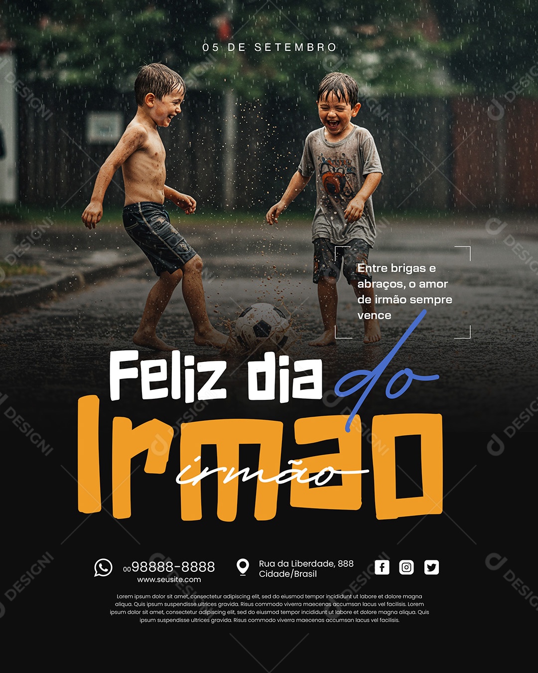 Dia do Irmão 05 de Setembro Te Amo Social Media PSD Editável