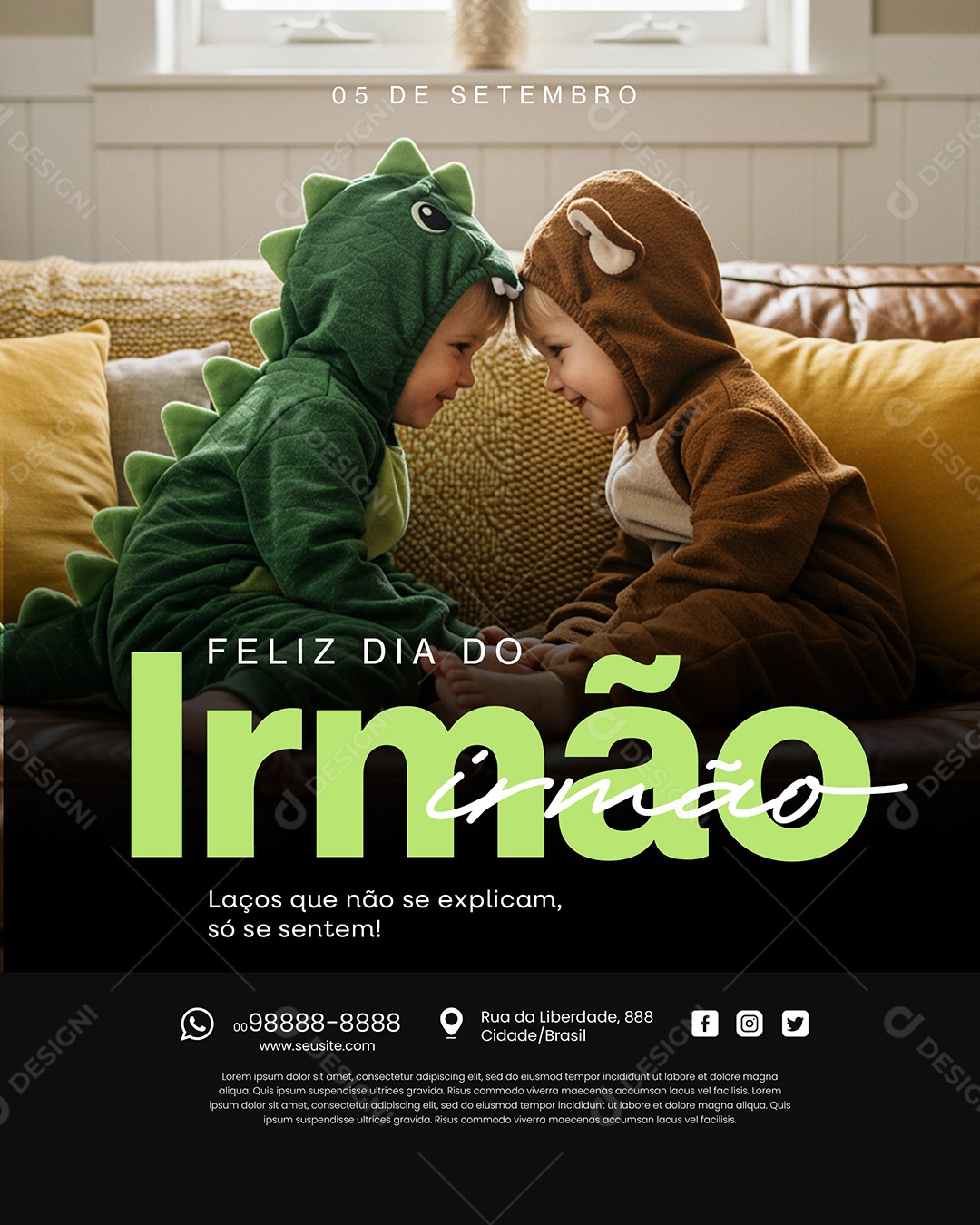 Dia do Irmão 05 de Setembro Te Amo Social Media PSD Editável